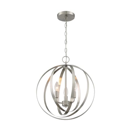 Nuvo Fixture, Pendant, 3-Lght, Incandescent, 60W, 120V, B10, Candelabra Bse, Length: 16.00 60/7047